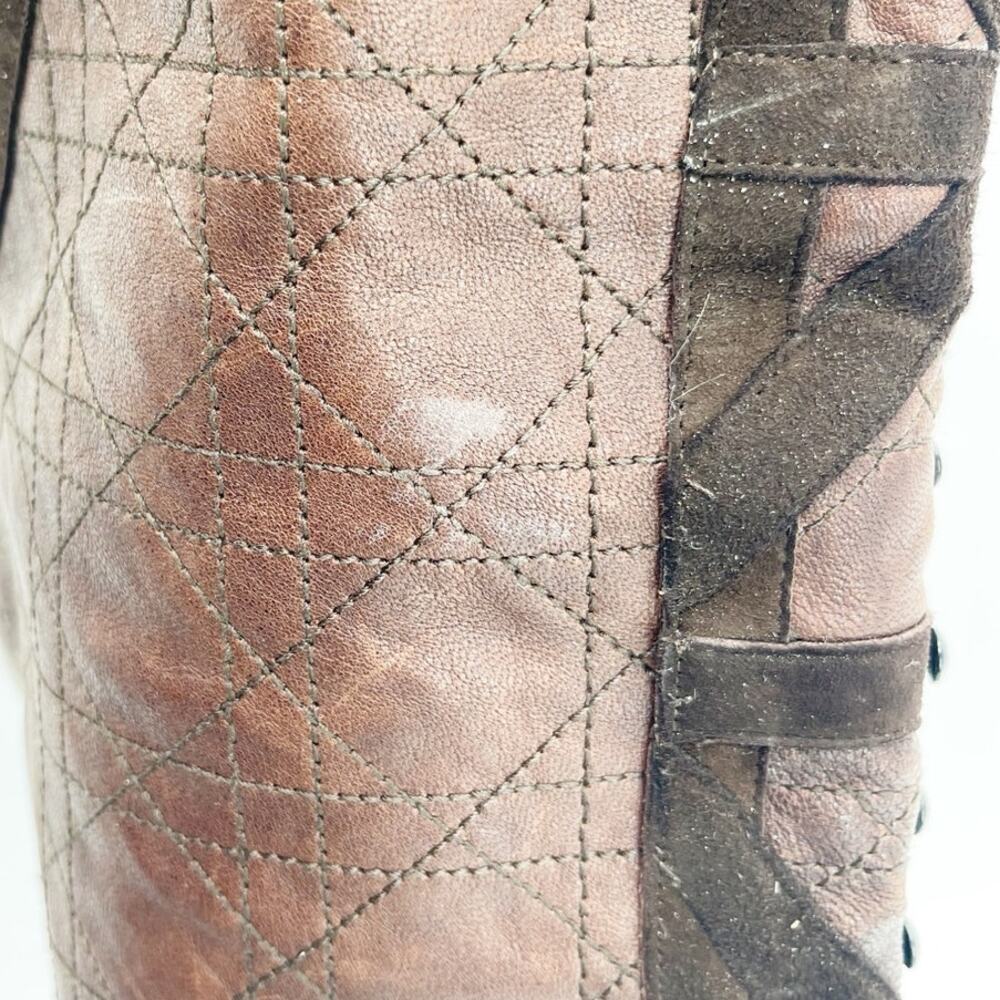 Dior Vintage y2k Galliano Era Brown Cannage Louis XVI OTK Lace Up Boots EU 39 - Picture 9 of 13